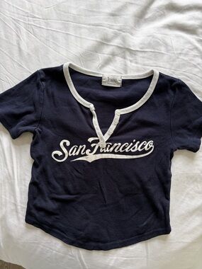 San Francisco Navy crop tee with Contrast Trim